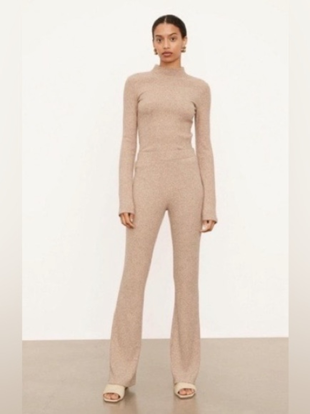 Vince Ribbed Flare Pant in Wheat